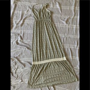 Medium Grey and White Maxi Dress